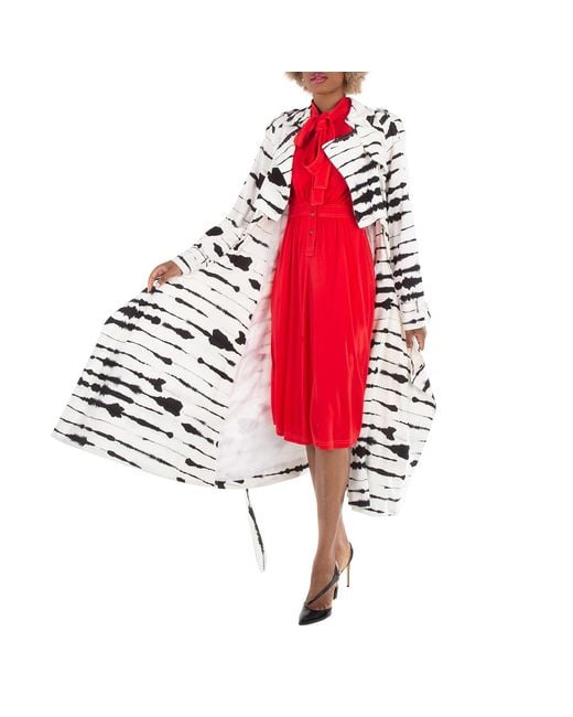 Burberry Red Ladies Cut-Out Detail Watercolour Print Trench Coat, Brand Size 2 (Us