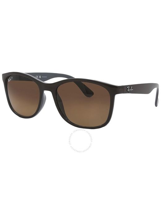 Ray-Ban Polarized Brown Gradient Square Sunglasses Rb4374 6600m2 56