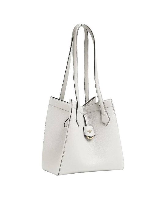 Fendi White Origami Leather Bucket Bag