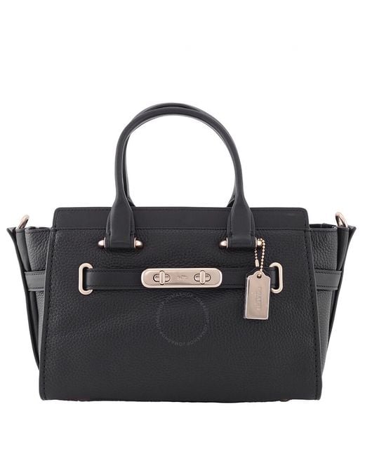 COACH Black Pebble Leather Swagger 27 Shoulder Bag