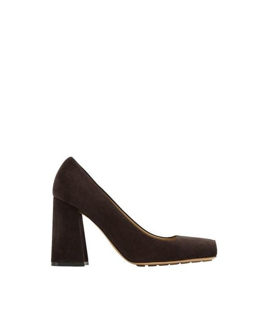 Bottega Veneta Brown Square-Toe Block-Heel Pumps