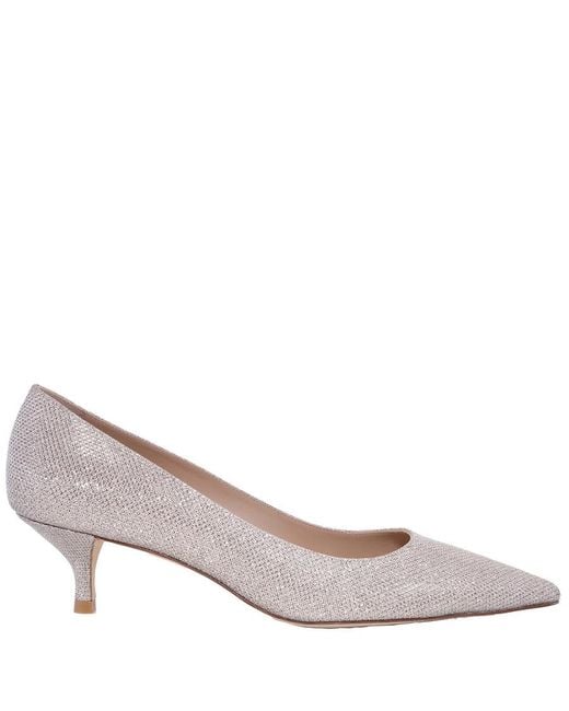 Stuart Weitzman Brown Stuart Kitten-Heel Pumps