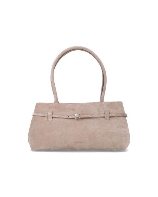 MANU Atelier Gray Le Cambon East West Suede Bag Sughero Calf Leather Shoulder