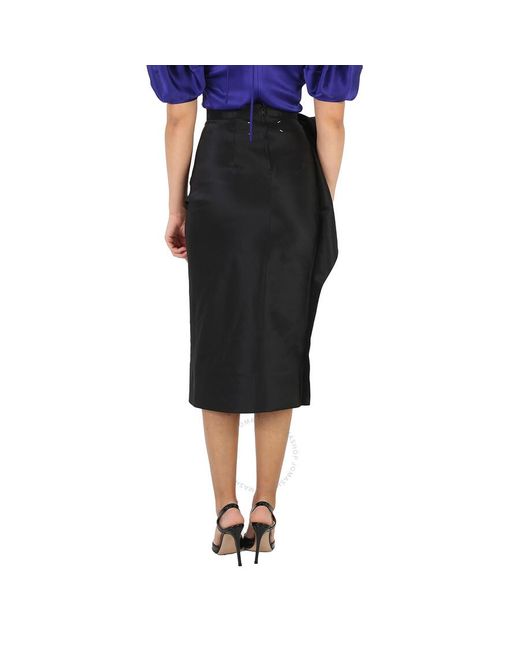 Maison Margiela Black Floral-detail Midi Skirt