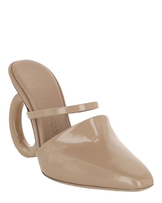 Ferragamo Brown Adara Gancini Mule Heels
