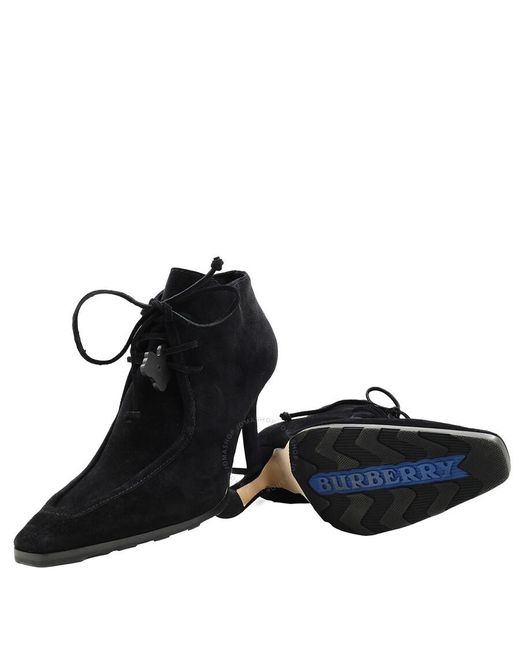 Burberry Black Storm Suede Ankle Boots, Brand Size 38 (Us