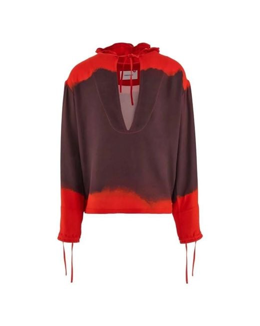 Ferragamo Red Sunset-Print Hooded Kaftan, Brand Size 48 Us for men