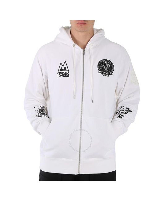 Moncler White 1952 Zip-up Hoodie for men