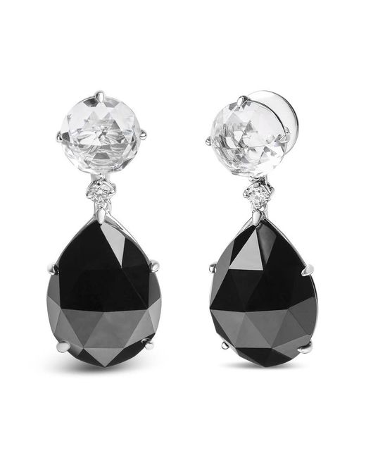 Haus of Brilliance Black 18k White Gold 1/5 Cttw Diamond With Round White Topaz