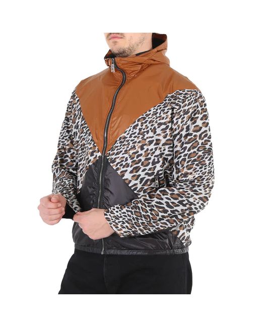 Roberto Cavalli Black Leopard Print Windbreaker Track Jacket for men