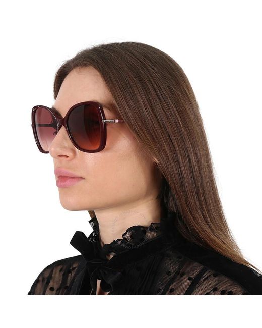 Carolina Herrera Brown Shaded Butterfly Sunglasses Ch 0025/s 0lhf/3x 58