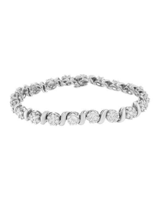 Haus of Brilliance Metallic 14k White Gold 5 1/4 Cttw Diamond S-link Floral Cluster Tennis Bracelet