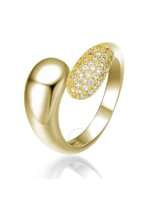 Rachel Glauber Metallic 14k Gold Plated With Cubic Zirconia Bypass Ring