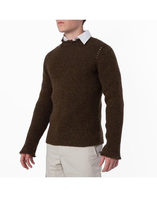 Burberry Brown Fringe Trim Wool Jumper for men