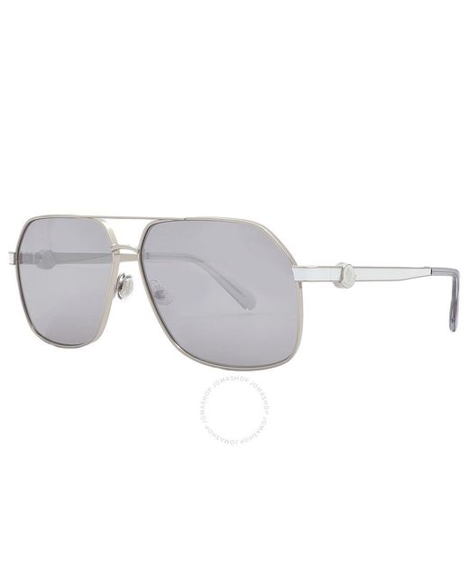 Moncler Metallic Icepol Silver Mirrored Navigator Sunglasses Ml0264 16c 61 for men