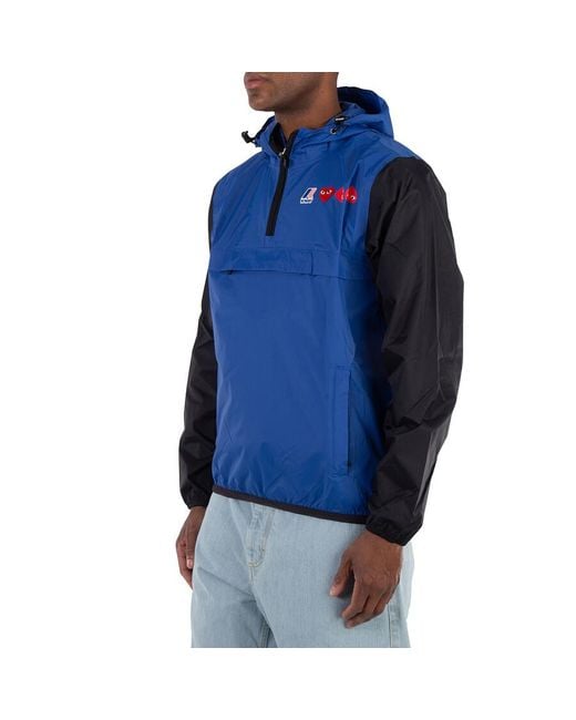 Comme des Garçons Blue Cdg Play Half Zip Colorblock K-Way Jacket for men