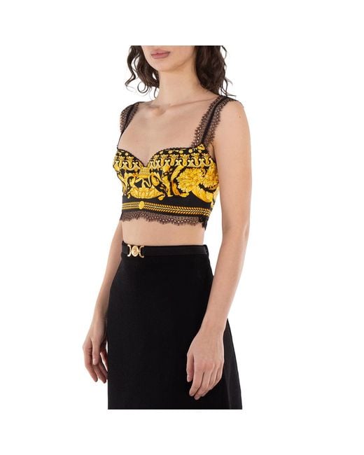 Versace Black Barocco Printed Bralette Top, Brand Size 36 Us