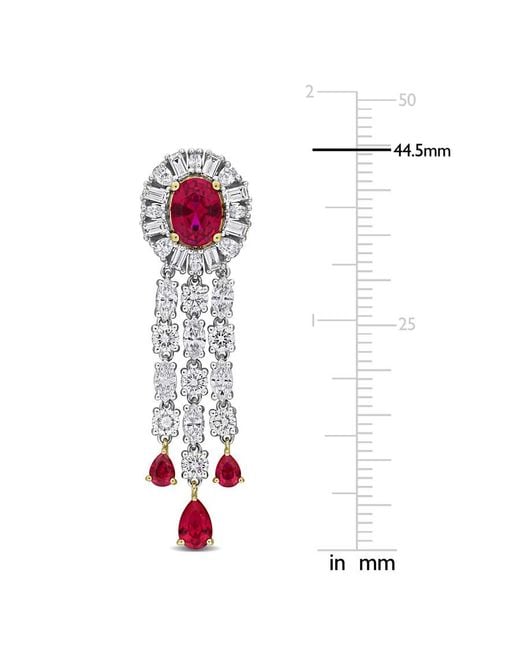 Created Forever Red 5 2/5 Ct Multi-Shape Lab Grown Diamonds Tw And 4 7/8 Ct Tgw Created Ruby #7 Post Earrings 18K for men