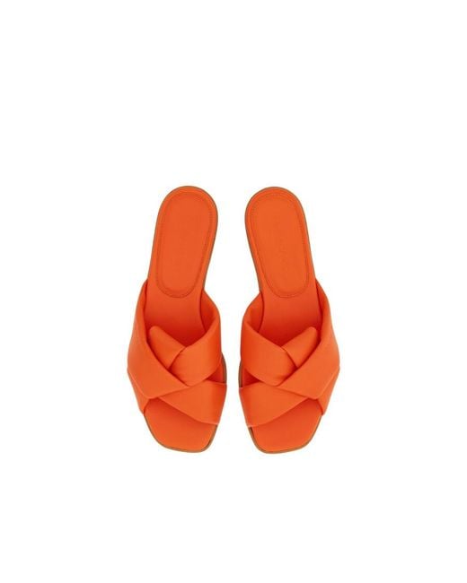 Ferragamo Orange Ferragamo Knott Strap Slides