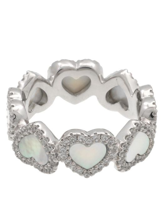 Apm Monaco Metallic Sterling Nacre Full Heart Paved Ring