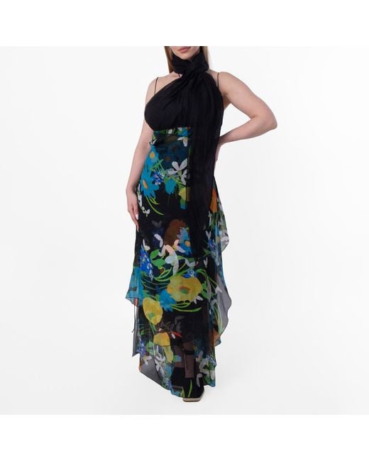 Burberry Green Floral Garden Silk Blend Dress, Brand Size 8 Us