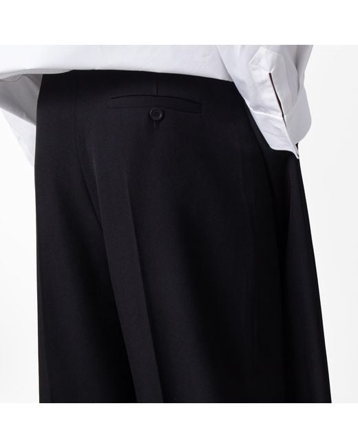 Balenciaga Black Double Front Ironed Pleats Twill Wide-Leg Pant for men