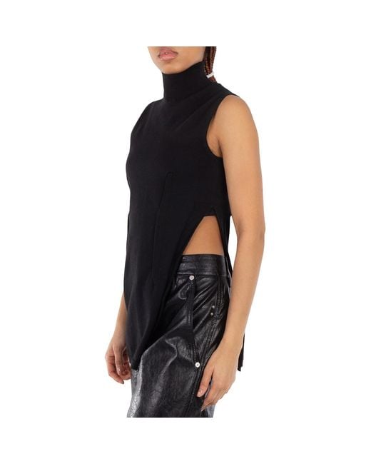 MM6 by Maison Margiela Black Asymmetric Turtleneck Sleeveless Top