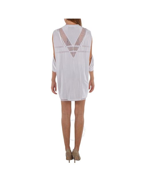 Burberry White Reconstructed Lace Panel T-shirt Dress