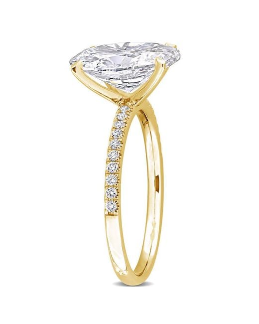 Created Forever Metallic 3 1/6Ct Tw Oval And Round-Cut Lab-Grown Diamond Solitaire Engagement Ring