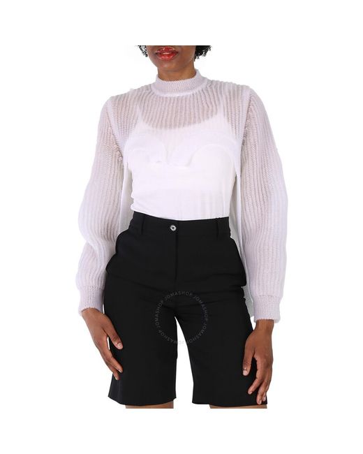 Burberry White Optic Cut-out Front Knit Sweater