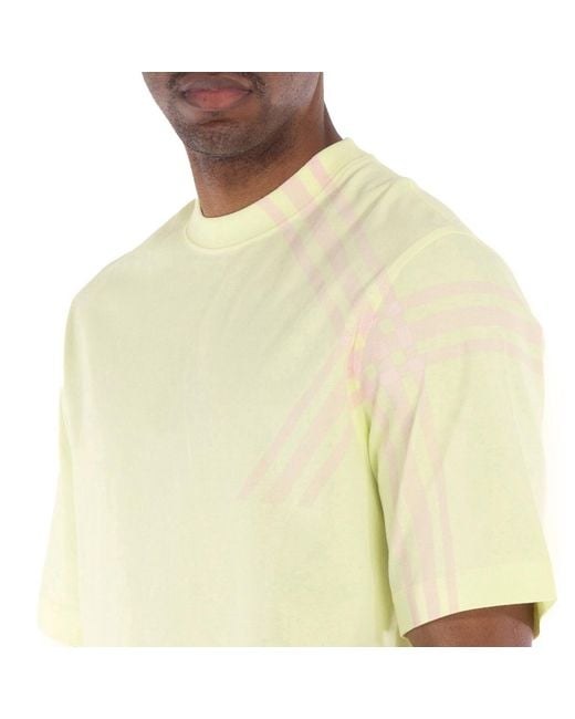 Burberry Yellow Check Sleeve Cotton T-Shirt for men