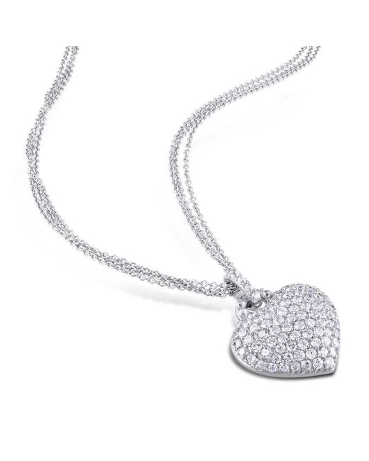 Amour Metallic 3 1/2 Ct Tgw Created Sapphire Heart Pendant With Triple-Strand Chain