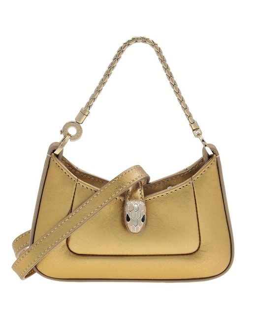 BVLGARI Metallic Mini Serpenti Baia Leather Shoulder Bag