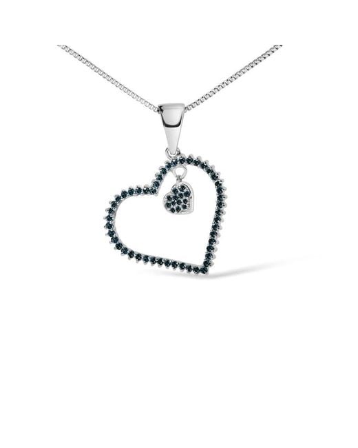 Haus of Brilliance Metallic 925 Sterling 1/3Ct Tdw Treated Diamond Heart Pendant Necklace