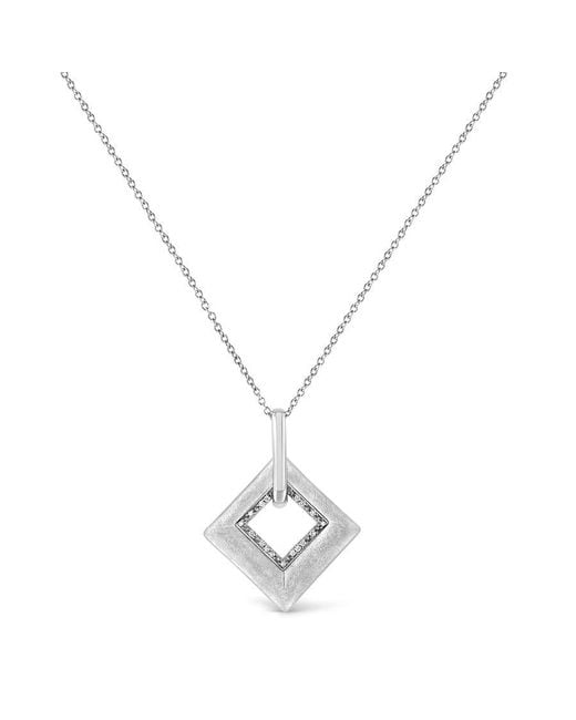 Haus of Brilliance Metallic .925 Sterling Silver Pave-set Diamond Accent Kite Shape 18'' Pendant Necklace