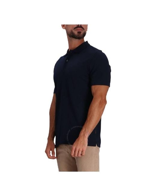 Boss Blue Jacquard Bubble Cotton-Silk Polo Shirt for men