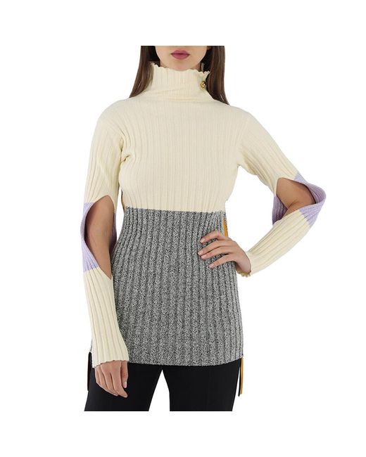 Moncler Gray Tricot Knit Turtleneck Sweater