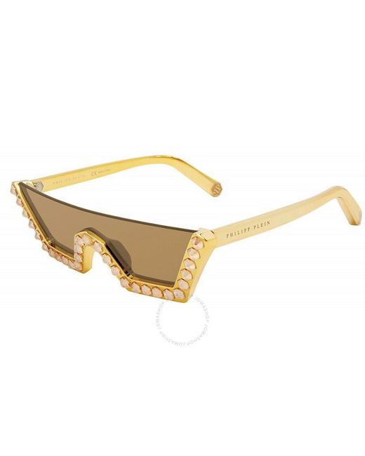 Philipp Plein Metallic Mirrir Irregular Sunglasses Spp031s Gldg 99