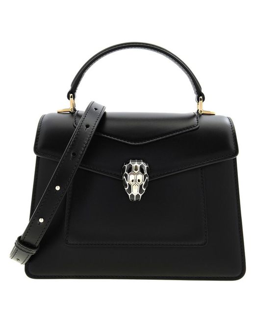 BVLGARI Black Serpenti Forever Medium Top Handle Bag