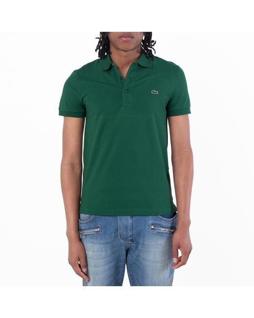 Lacoste Green Stretch Pique Short-Sleeve Slim Fit Polo Shirt for men