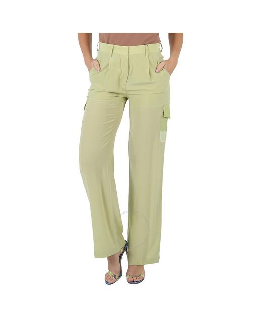 Burberry Green Mist Nell Mid-rise Silk Crepe De Chine Cargo Trousers