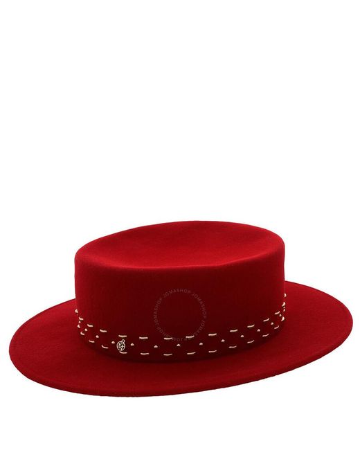 Maison Michel Red Kiki Chinese New Year Embellished Hat