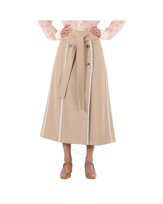 Chloé Natural Scallop-trim Belted Trench Skirt