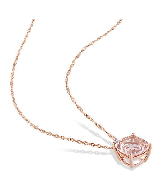 Amour Metallic Cushion-Cut Morganite And Diamond Accent Drop Necklace for men