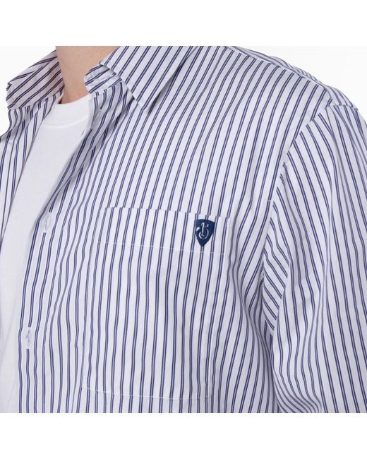 Burberry Blue Iris Chalk B Shield Logo Stripe Shirt for men