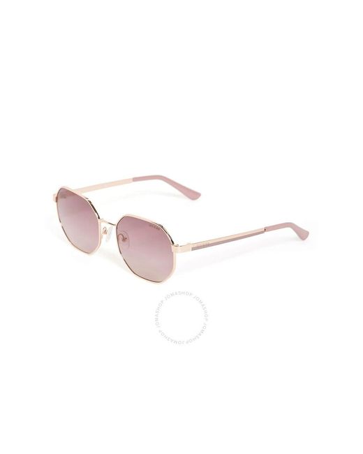 Guess Factory Pink Gradient Bordeaux Geometric Sunglasses Gf6160 28t 58