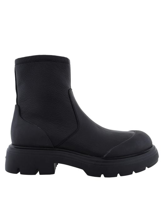 Ferragamo Black Dorie Leather Lug-Sole Ankle Boots