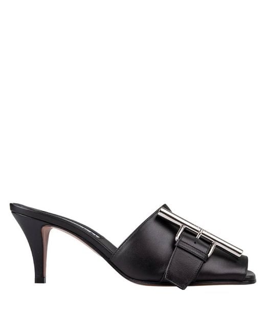 McQueen Black Ladies Francisco 70 Mm Leather Mules, Brand Size 36 Us
