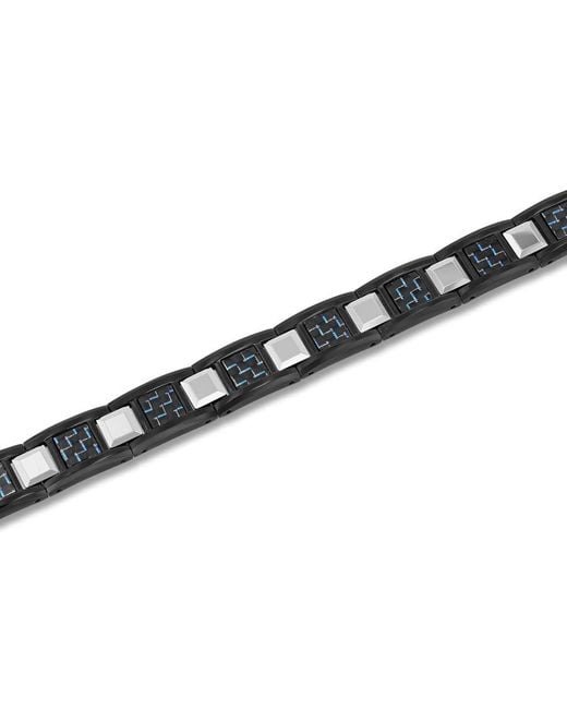 Robert Alton Black Stainless Steel & Tungsten Finish Carbon Fiber Link Bracelet for men