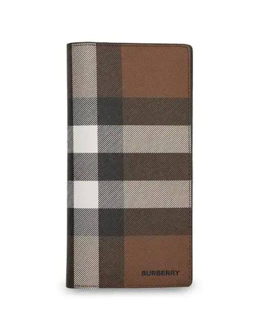 Burberry Brown Dark Birch Check-Print E-Canvas Leather Wallet for men